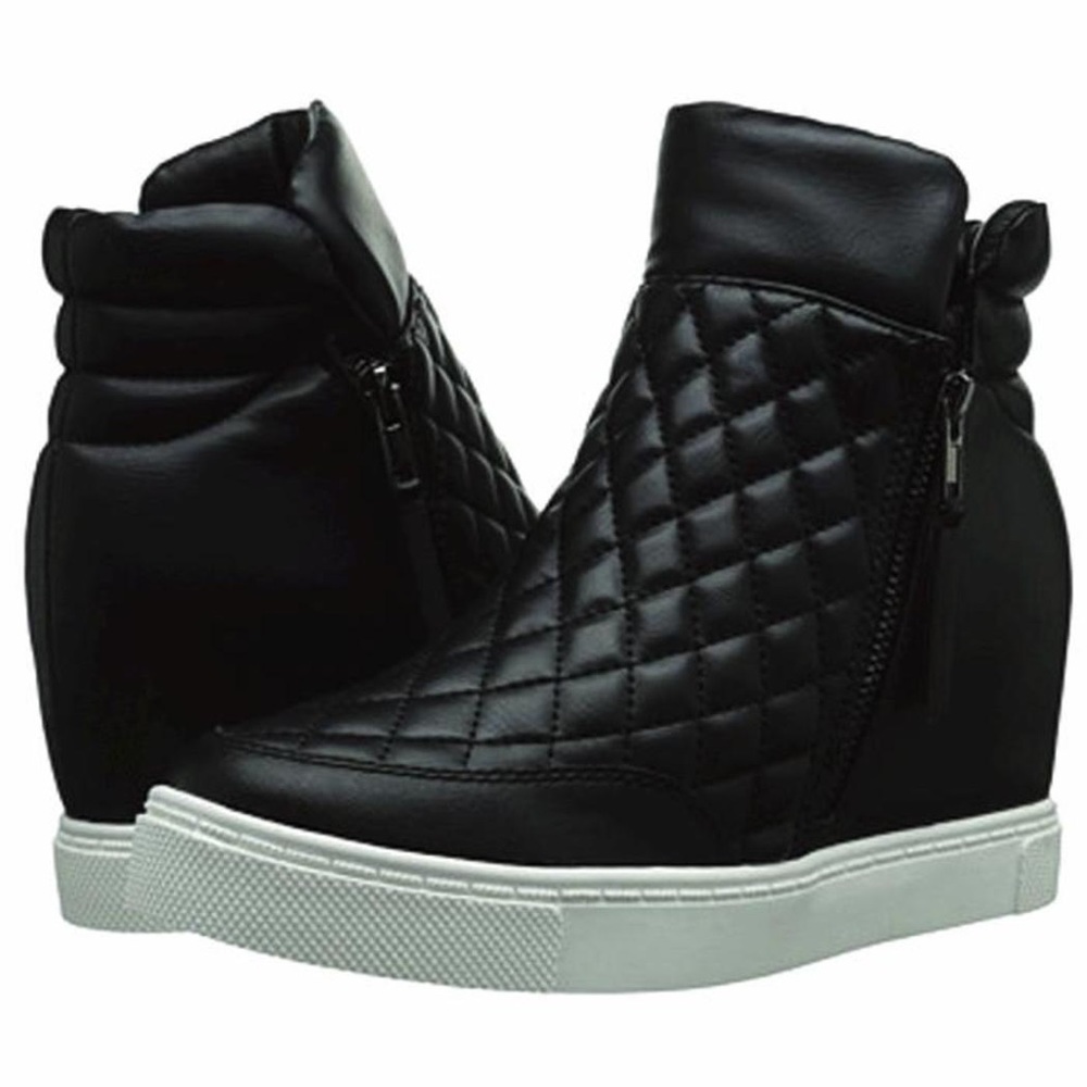 Steve Madden Black Linqs Sneaker Wedges Size 9